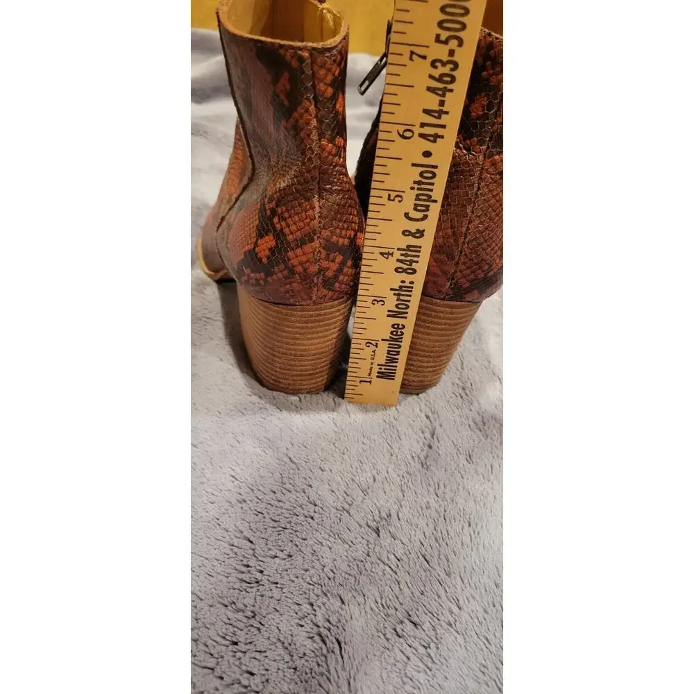 Madewell Rosie Ankle Boots Womens 10 Snake Embossed Leather Brown Western Y2K